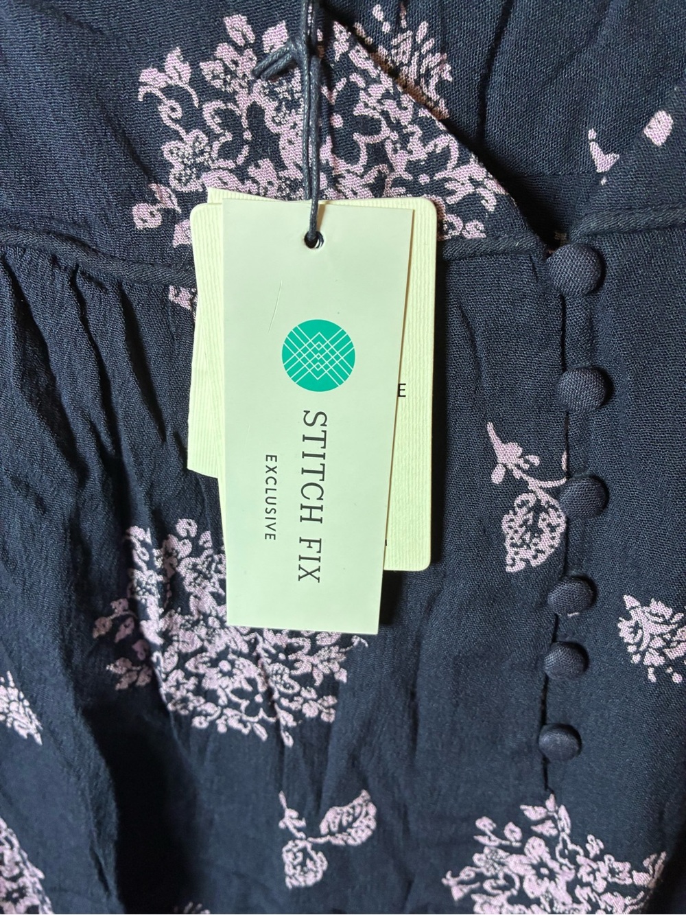 Skies Are Blue Navy Tunic with Pink Floral Print - Picture 3 of 6